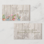Professionele cactus, bloemen, houten textuur visitekaartje (Voorkant / Achterkant)