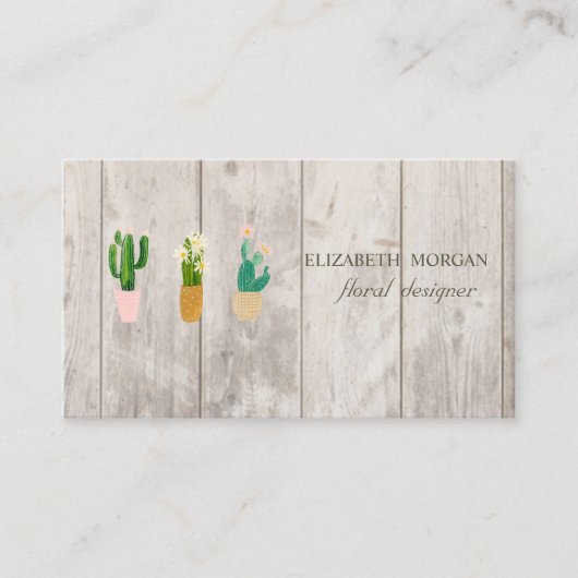 Professionele Cactus Geplante Houtstructuur Visitekaartje (Voorkant)