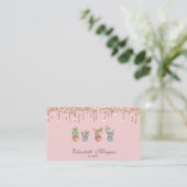 Professionele Cactus Rose Goud Drips  Visitekaartje (Staand voorkant)