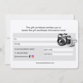 Professionele Camera Fotograaf Cadeaubon (Achterkant)
