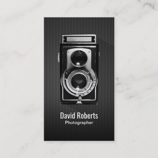 Professionele camera zwarte fotografie visitekaartje (Voorkant)
