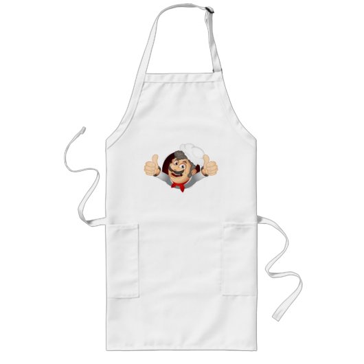 Professionele Cartoon Chef Kookschort Lang Schort (Voorkant)