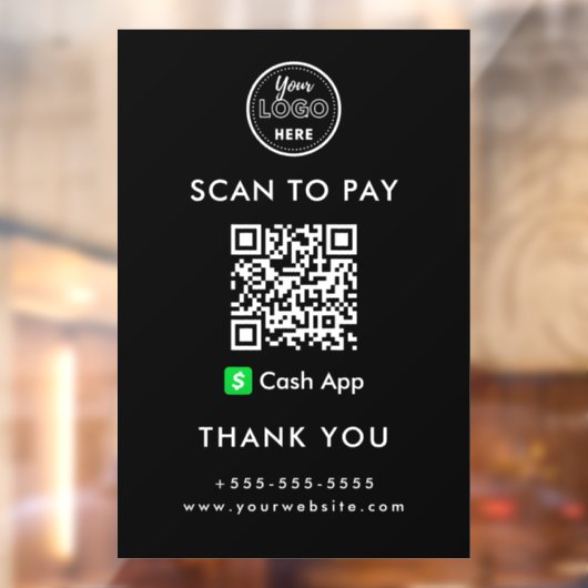 Professionele Cash App QR Code Scan naar Betalen L Raamsticker (Vel 2)