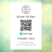 Professionele Cash App QR Code Scan naar Betalen L Raamsticker (Vel 3)