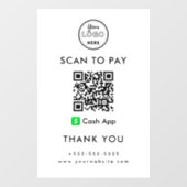 Professionele Cash App QR Code Scan naar Betalen L Raamsticker (Vel)