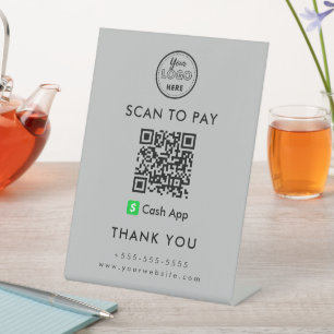 Professionele Cash App QR Code Scan naar Betalen L Reclamebord Met Voetstuk