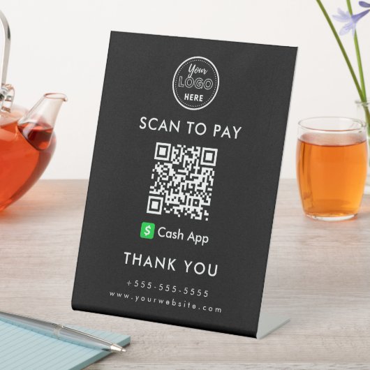 Professionele Cash App QR Code Scan naar Betalen L Reclamebord Met Voetstuk (Insitu)