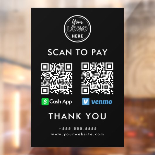 Professionele Cash App Venmo QR Code Scan om te be Raamsticker (Vel 2)