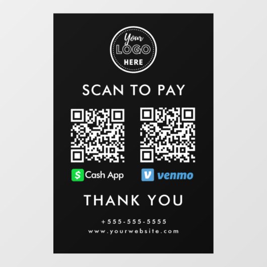 Professionele Cash App Venmo QR Code Scan om te be Raamsticker (Vel)
