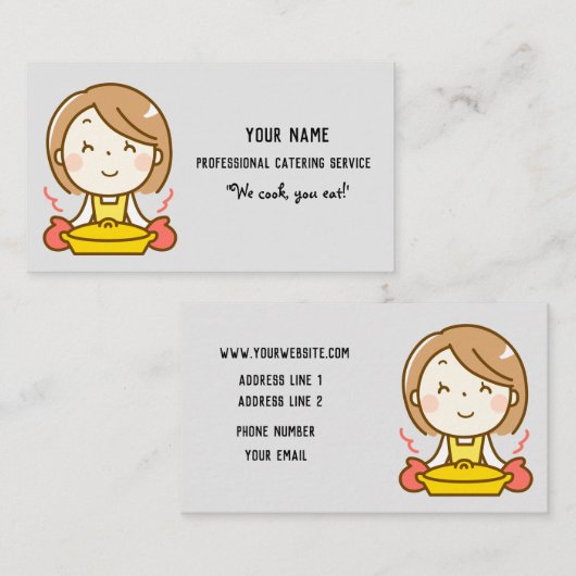 Professionele catering Service Cute Food Visitekaartje (Voorkant / Achterkant)