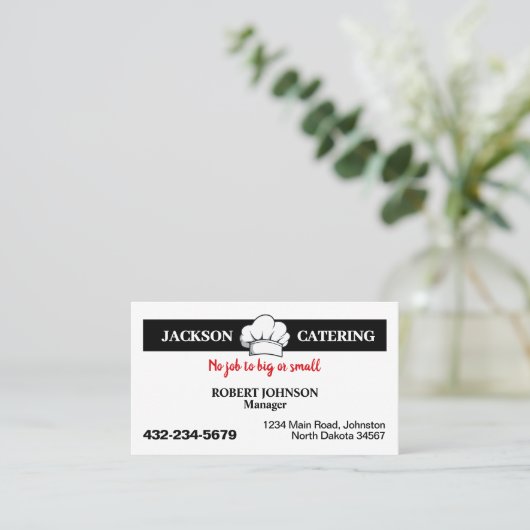Professionele cateringservice visitekaartje (Staand voorkant)