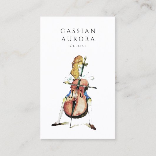 Professionele cellist en muziekleraar visitekaartje (Voorkant)