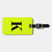 Professionele Chartreuse Gele Neon Monogram Naam Bagagelabel (Voorkant horizontaal)