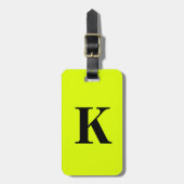 Professionele Chartreuse Gele Neon Monogram Naam Bagagelabel (Voorkant verticaal)