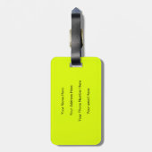 Professionele Chartreuse Gele Neon Monogram Naam Bagagelabel (Achterkant verticaal)