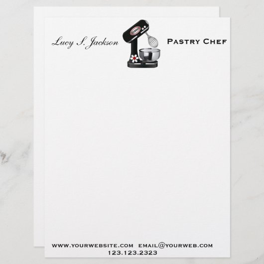 Professionele Chef & Baker Letterhead Sjabloon Briefhoofd Sjabloon (Voorkant / Achterkant)