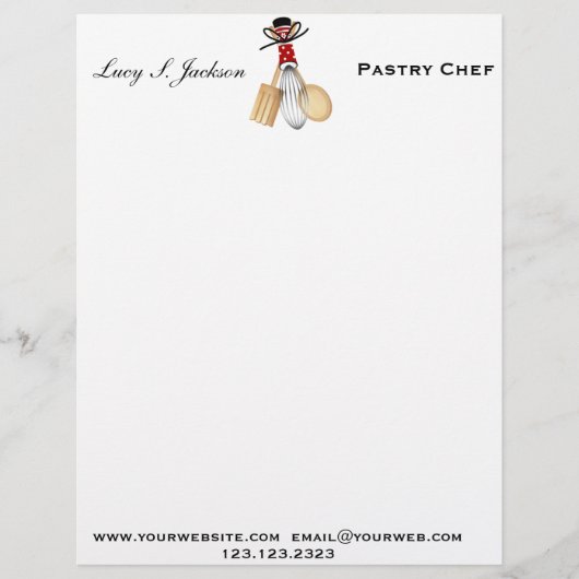 Professionele Chef & Baker Letterhead Sjabloon Briefhoofd Sjabloon (Voorkant)