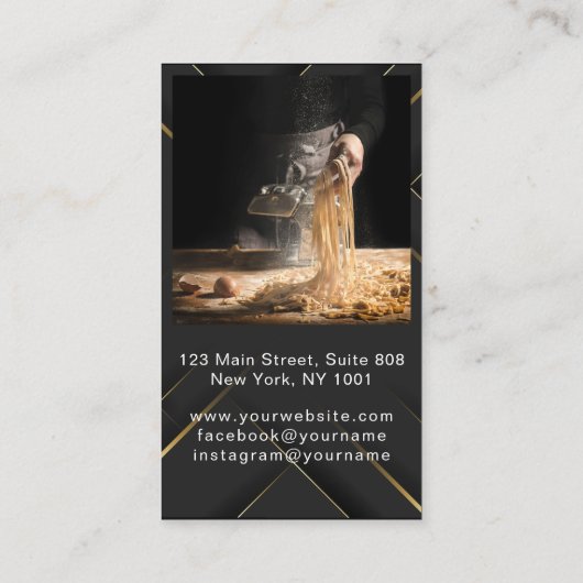 Professionele chef-kok minimalistische zwarte typo visitekaartje (Achterkant)