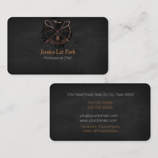 Professionele Chef/persoonlijke Chef/catering Serv Visitekaartje (Voorkant / Achterkant)