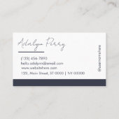 Professionele Chic Bold Navy Elegant Wit Schoon Visitekaartje (Achterkant)