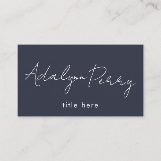 Professionele Chic Bold Navy Elegant Wit Schoon Visitekaartje (Voorkant)