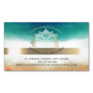 Professionele Chic Gouden Lotus Waterverf Magnetisch Visitekaartje