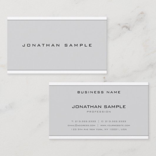 Professionele Chic Modern Minimal Grijs Slanke Pla Visitekaartje (Voorkant / Achterkant)