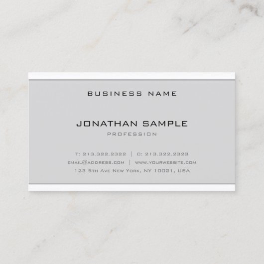Professionele Chic Modern Minimal Grijs Slanke Pla Visitekaartje (Achterkant)