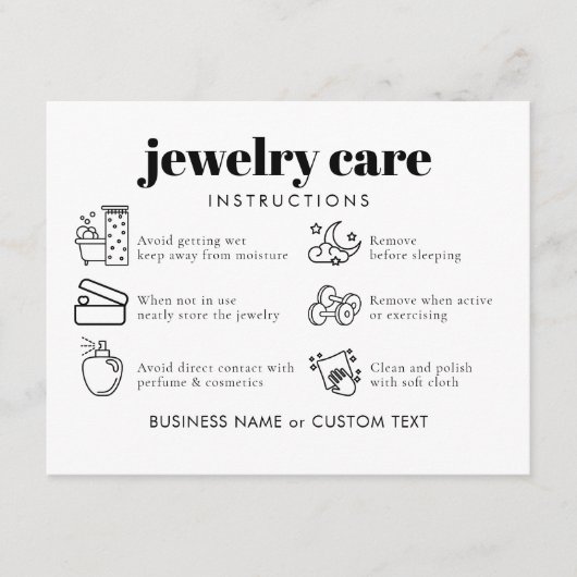 Professionele Chic Sieraden Care Dank u Business Informatiekaartje (Voorkant)