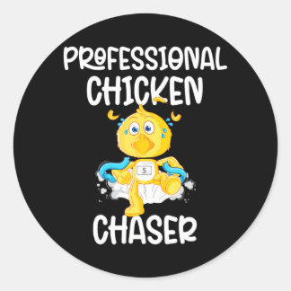 Professionele Chicken Chaser Funny Boerderij Boer Ronde Sticker