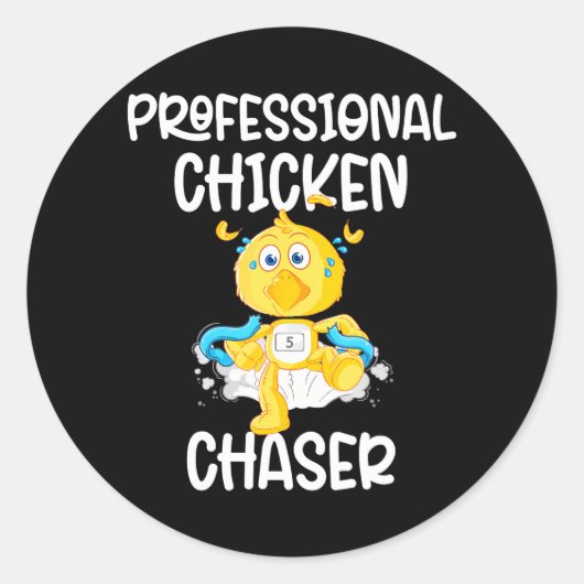 Professionele Chicken Chaser Funny Boerderij Boer Ronde Sticker (Voorkant)