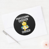 Professionele Chicken Chaser Funny Boerderij Boer Ronde Sticker (Envelop)