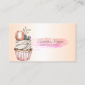 Professionele chique penseelstreek cupcake visitekaartje (Voorkant)