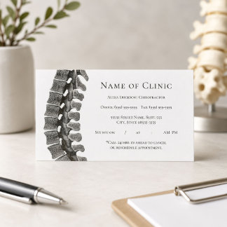 Professionele Chiropractor Afspraak voor Wervelkol Afsprakenkaartje