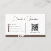 Professionele Chocolade Brown Script QR-code Visitekaartje (Achterkant)