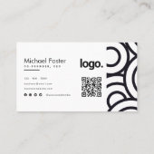Professionele Cirkel Zwart Wit Minimalistische QR- Visitekaartje (Achterkant)