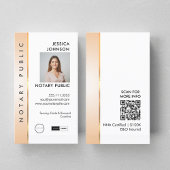 Professionele Classy Peach & Gold Photo Notary QR Visitekaartje