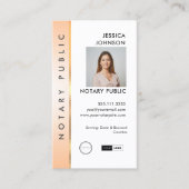 Professionele Classy Peach & Gold Photo Notary QR Visitekaartje (Voorkant)