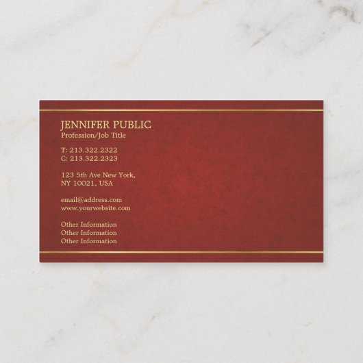 Professionele Classy Plain Pearl Finish Luxe Visitekaartje (Achterkant)