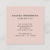 Professionele Clean Blush Pink scanbare QR-code Vierkante Visitekaartje (Achterkant)