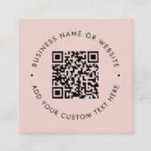 Professionele Clean Blush Pink scanbare QR-code Vierkante Visitekaartje (Voorkant)