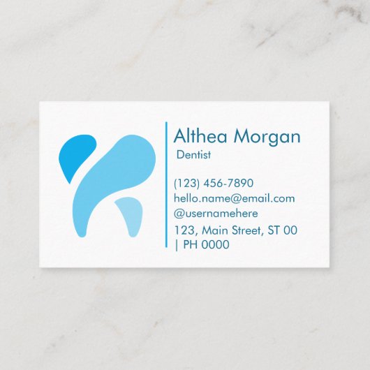 Professionele Clean Modern Wit Blauw Kleur Tandart Visitekaartje (Achterkant)