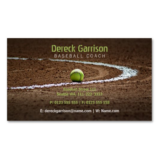 Professionele coach | Baseball-veld Magnetisch Visitekaartje (Voorkant)