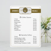 Professionele coffeeshop Gepersonaliseerde Drinken Menu (Staand voorkant)