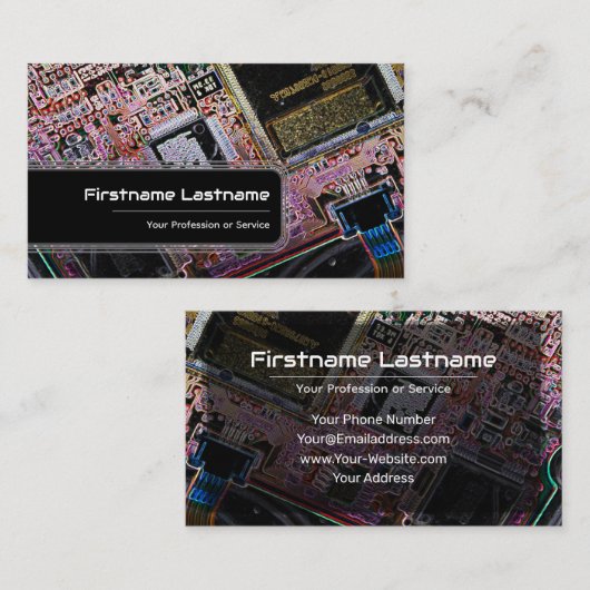 Professionele computerhardwareexperts visitekaartje (Voorkant / Achterkant)