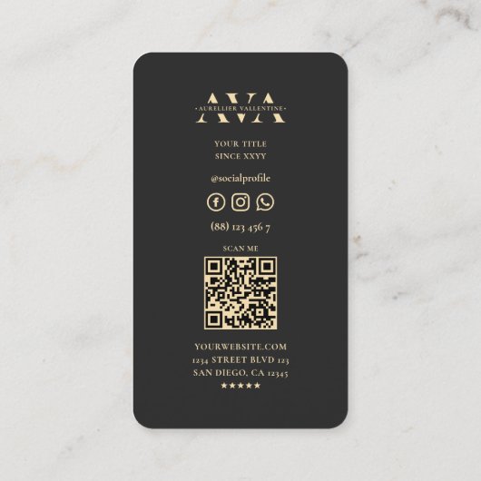 Professionele Consultant Monogram Zwart Goud Moder Visitekaartje (Achterkant)