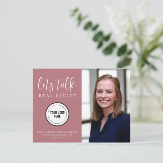Professionele contactinfo foto Real Estate Briefkaart (Staand voorkant)