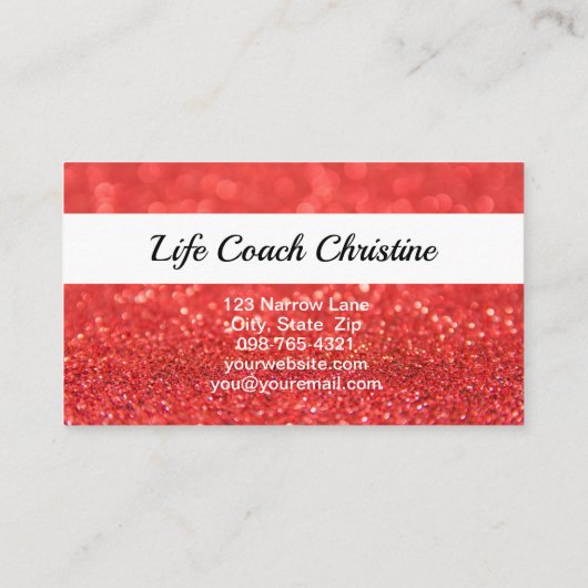 Professionele Coral Faux Glitter Aangepaste Foto Q Visitekaartje (Achterkant)