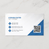 Professionele Corporate Blauw Wit QR Code Toevoege Visitekaartje (Voorkant)