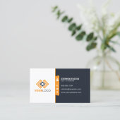 Professionele Corporate Bold Donkerblauw/Sinaasapp Visitekaartje (Staand voorkant)